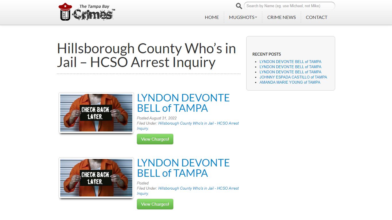 Hillsborough County Who’s in Jail – HCSO Arrest Inquiry