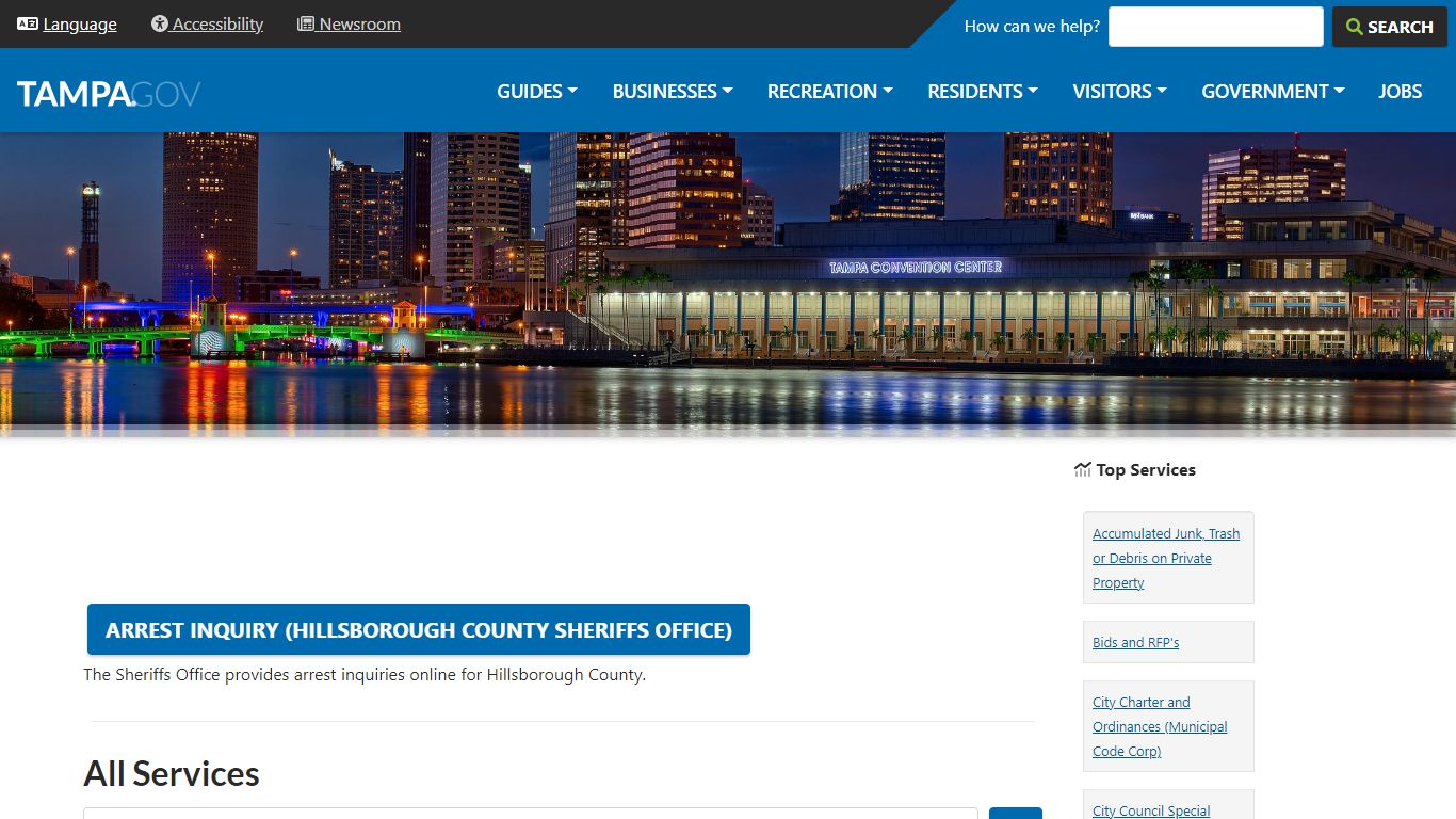 Arrest Inquiry (Hillsborough County Sheriffs Office) - City of Tampa